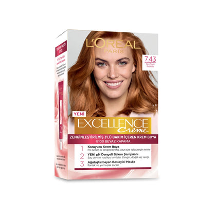 Loreal Paris Excellence Creme Hair Dye - 7.3 Golden Auburn