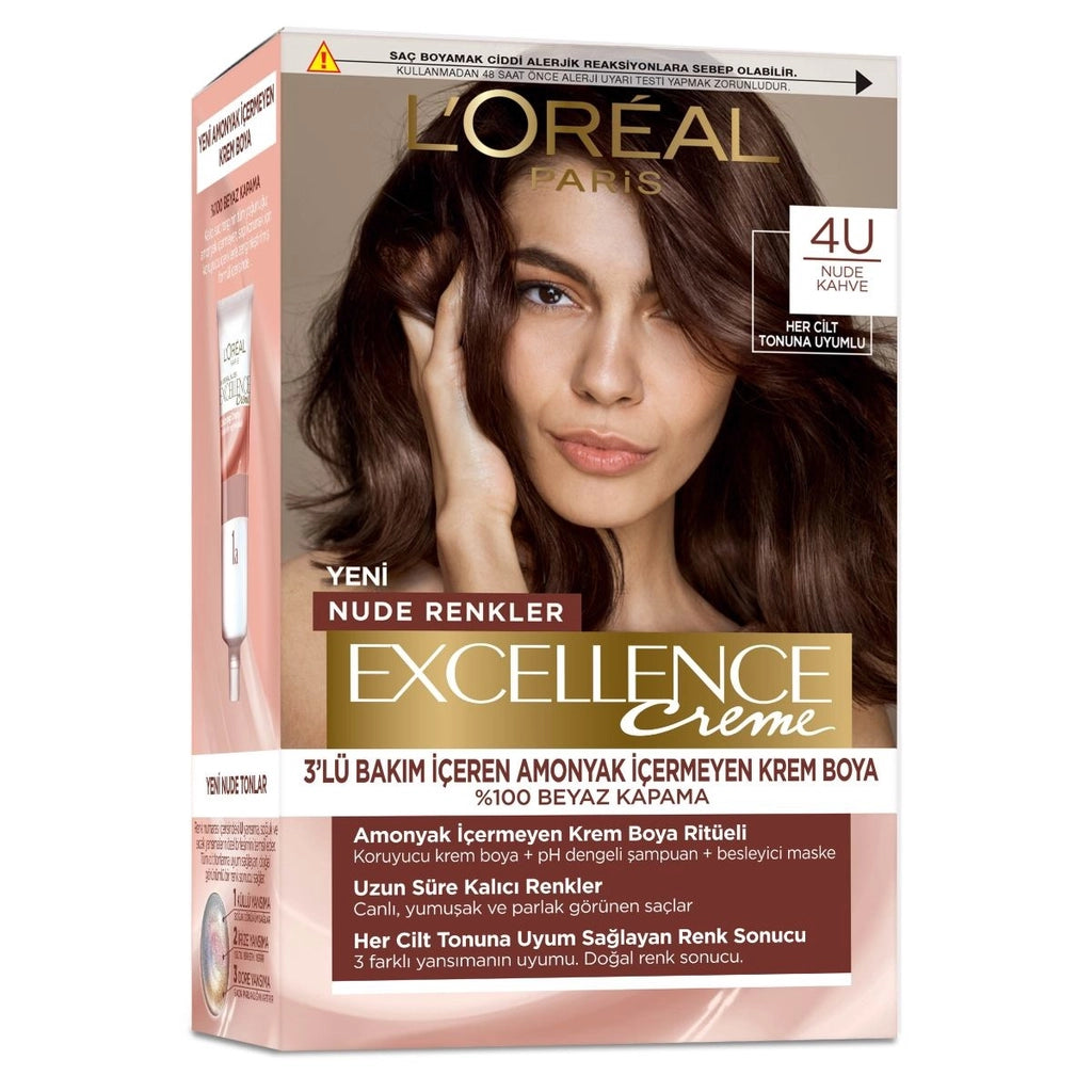 Loreal Paris Excellence Creme Nude Colors Hair Dye - 4UR Nude Dark Red