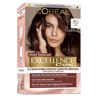 Loreal Paris Excellence Creme Nude Colors Hair Dye - 4UR Nude Dark Red