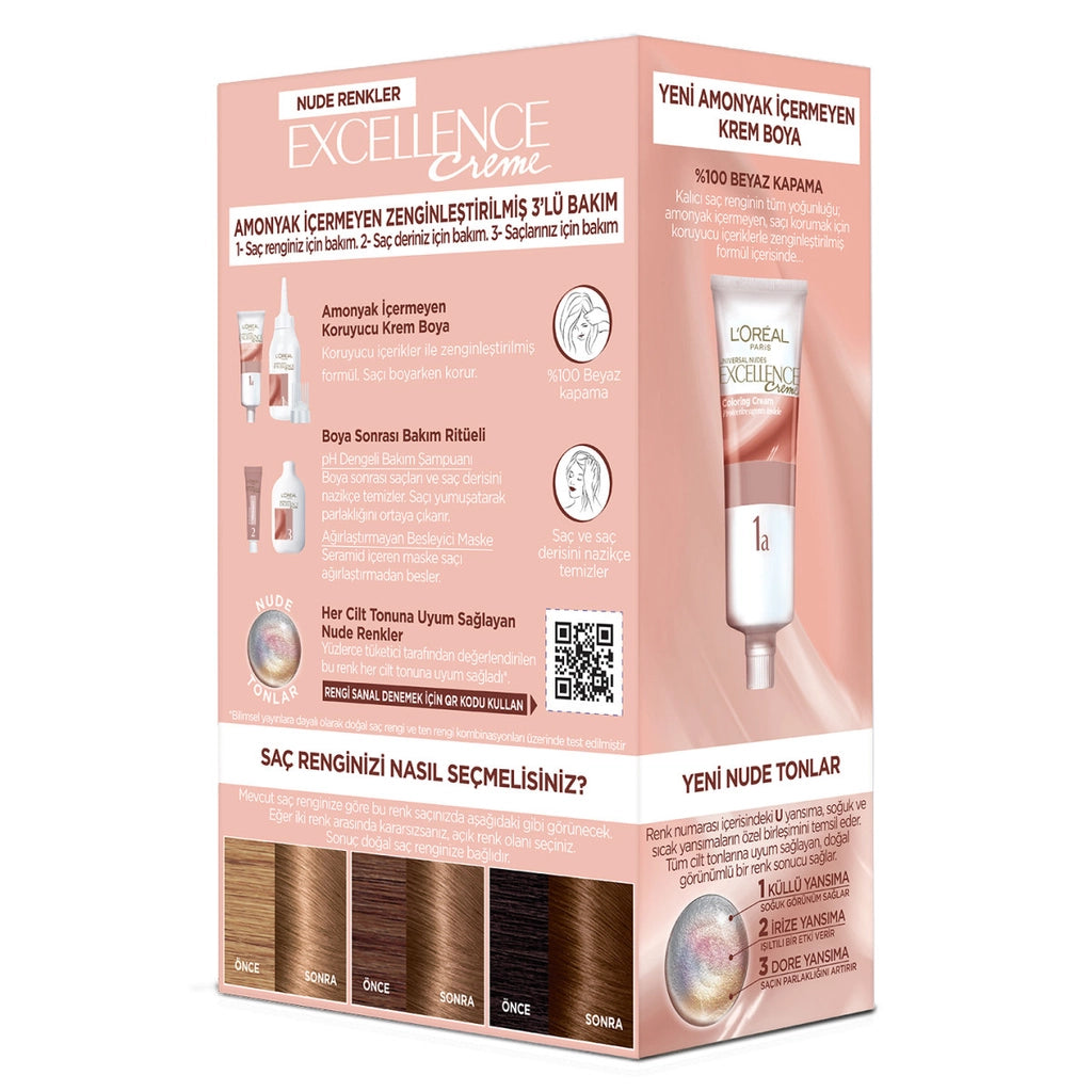 Loreal Paris Excellence Creme Nude Colors Hair Dye - 7U Nude Auburn