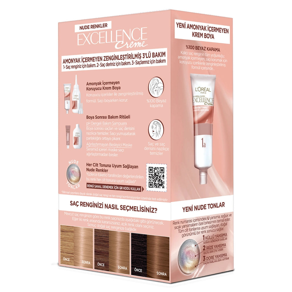 Loreal Paris Excellence Creme Nude Colors Hair Dye - 8U Nude Dark Blonde