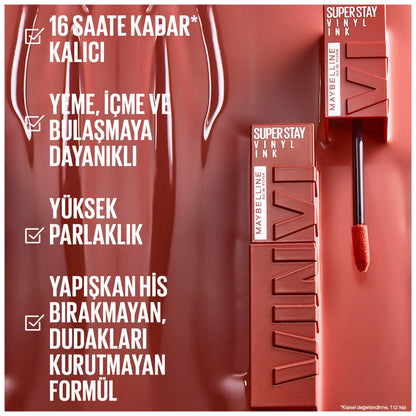 Maybelline New York Super Stay Vinyl Ink Long Lasting Liquid Shiny Lipstick 115 Peppy