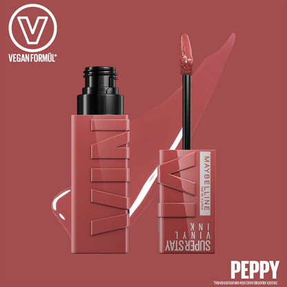 Maybelline New York Super Stay Vinyl Ink Long Lasting Liquid Shiny Lipstick 115 Peppy