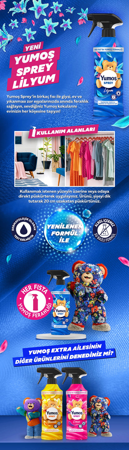 Yumoş Home and Textile Spray Lilyum for Hard-to-Wash Items 450 ml