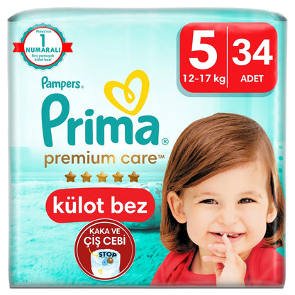 Prima Premium Care Diaper Panties, Size 5, 34 Pieces Junior Twin Package