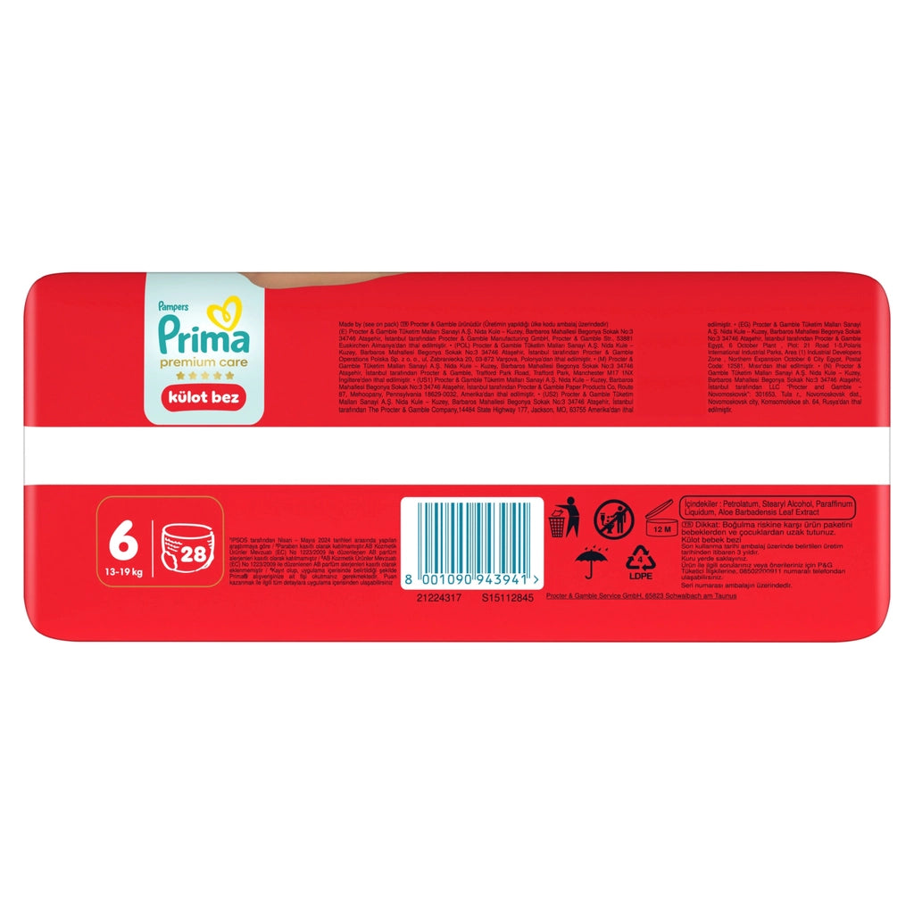 Prima Panty Diaper Premium Care Size 6 28 Pieces