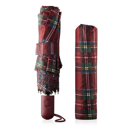 Eklips Claret Red Plaid Automatic Umbrella