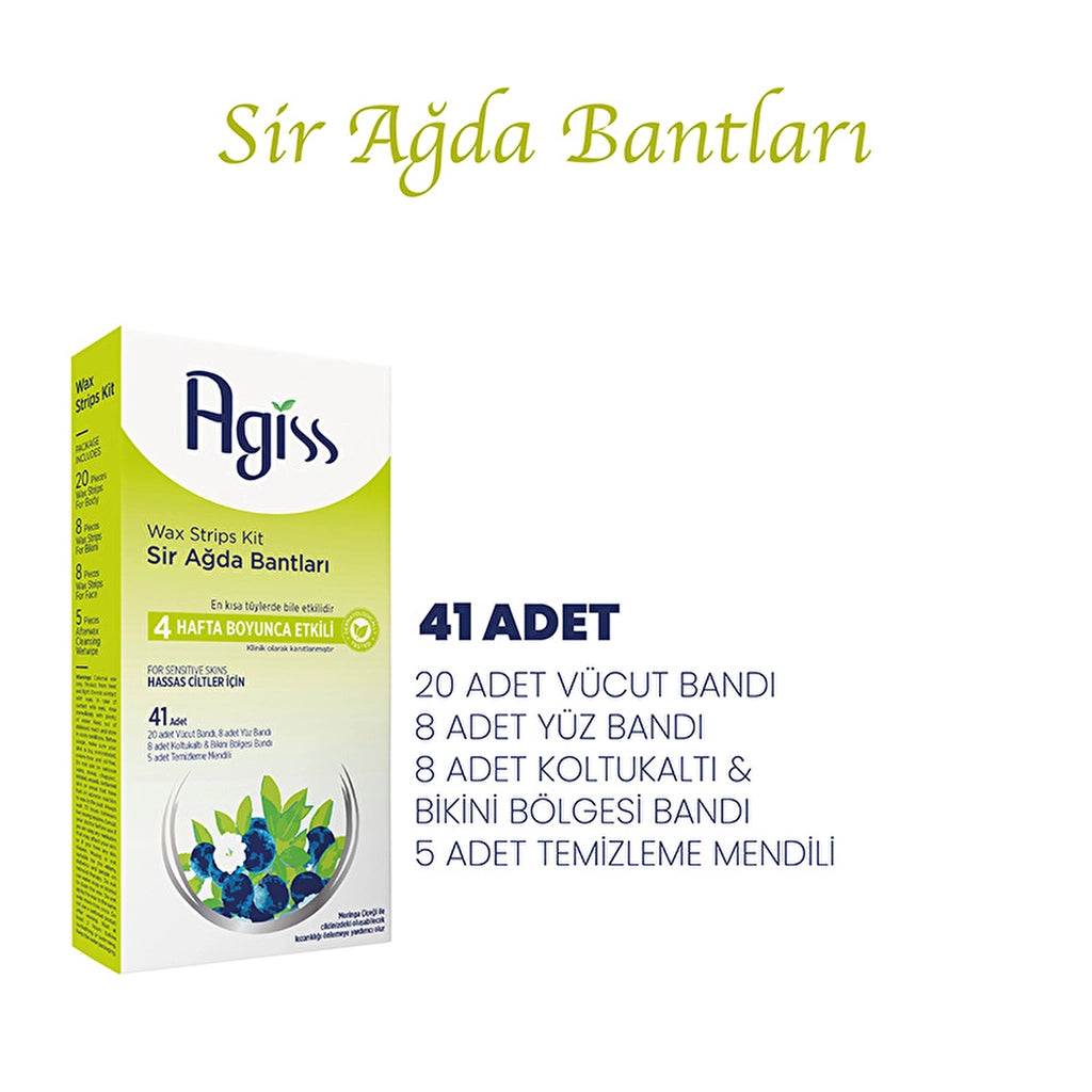 Agiss Waxing Strips Body, Armpit, Bikini and Face Area 41 Pack (For Sensitive Skin)