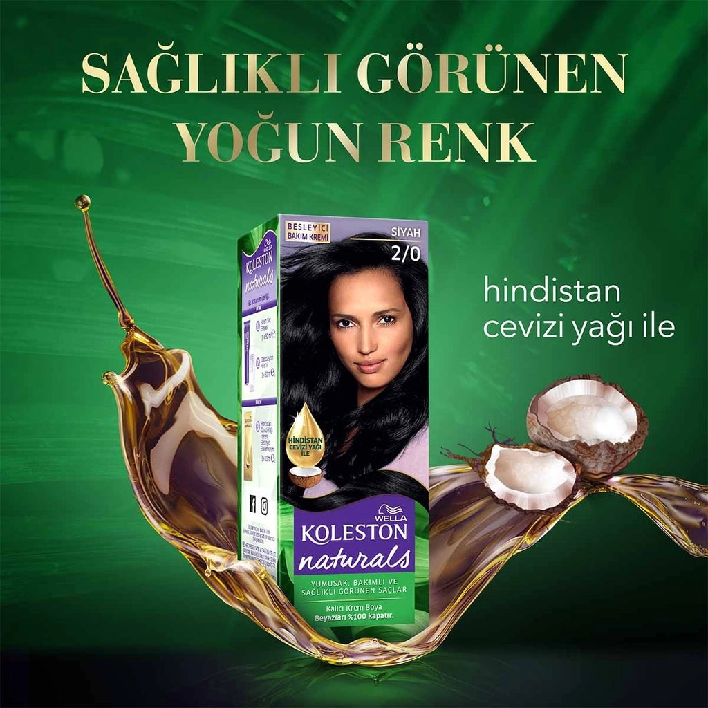 Wella Koleston Naturals Hair Dye 2/0 Black