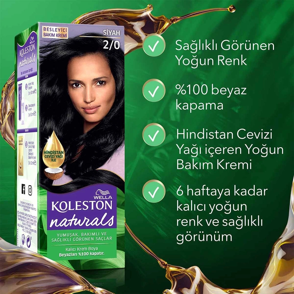 Wella Koleston Naturals Hair Dye 2/0 Black