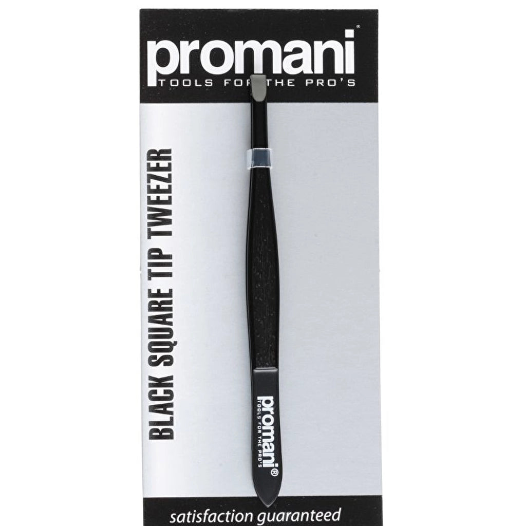 Promani Black Flat Tip Tweezers