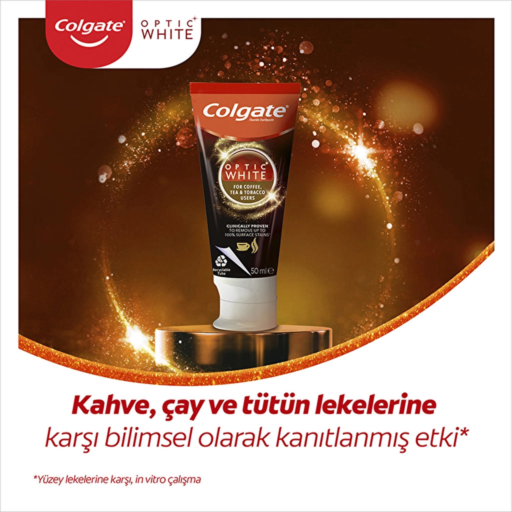 Colgate Optic White Whitening Toothpaste for Coffee, Tea and Tobacco Users 50 ml x 2