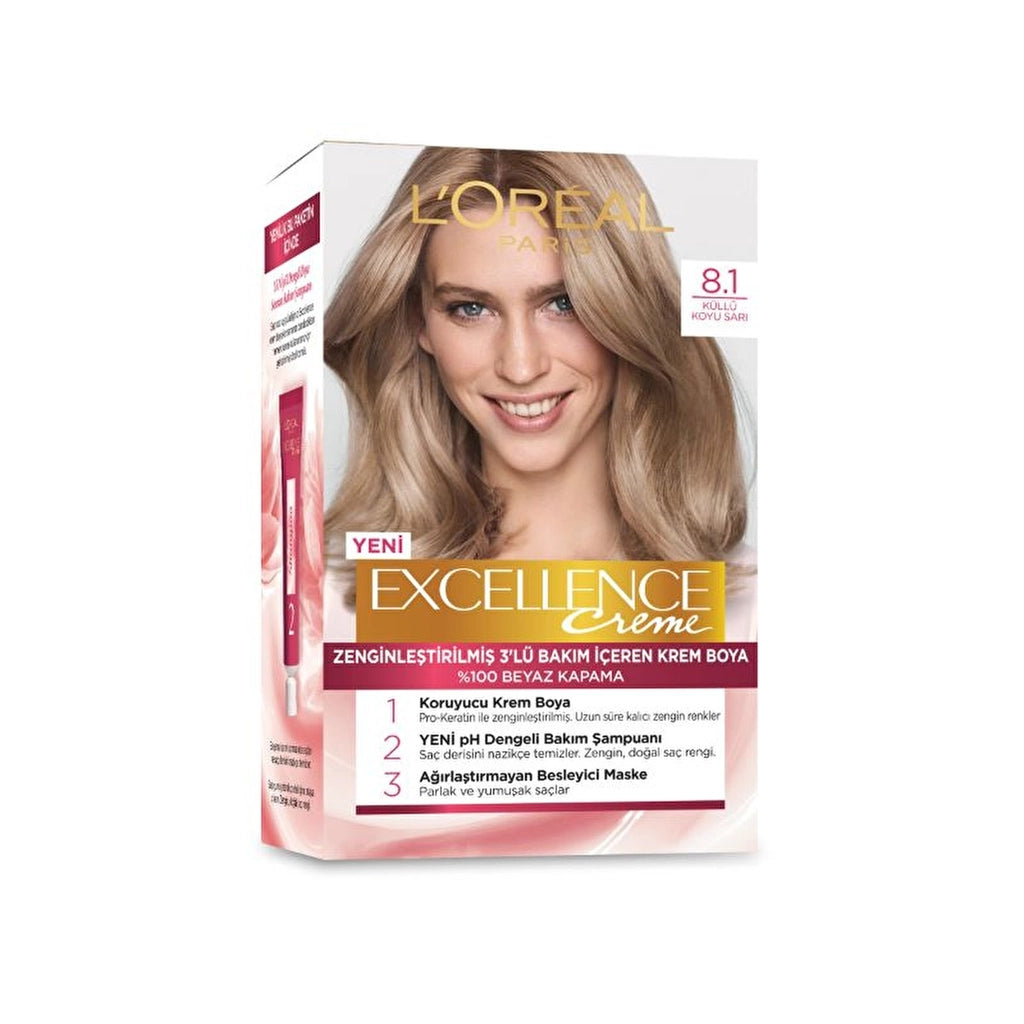 Loreal Paris Excellence Creme Hair Dye - 8.1 Ashy Dark Blonde