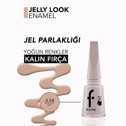 Flormar Jelly Look Intensely Pigmented and Gel Look Nail Polish JL58 Milky