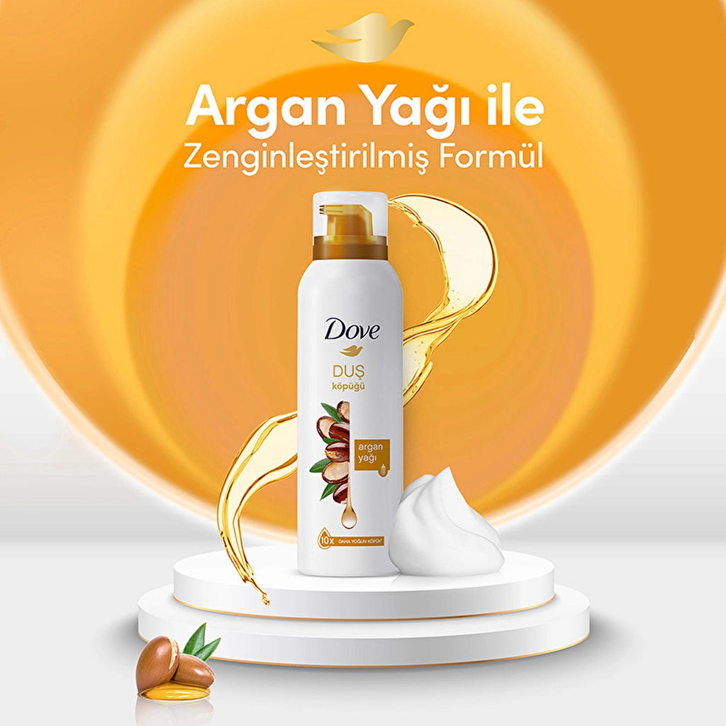 Dove Foam Shower Gel Argan Oil Creamy Formula with 10 Times More Intense Foam 200 ml