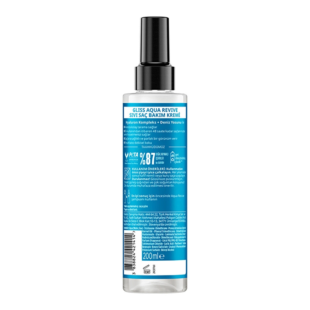 Gliss Aqua Revive Moisturizing Liquid Conditioner - with Hyaluron and Seaweed Extract 200 ml