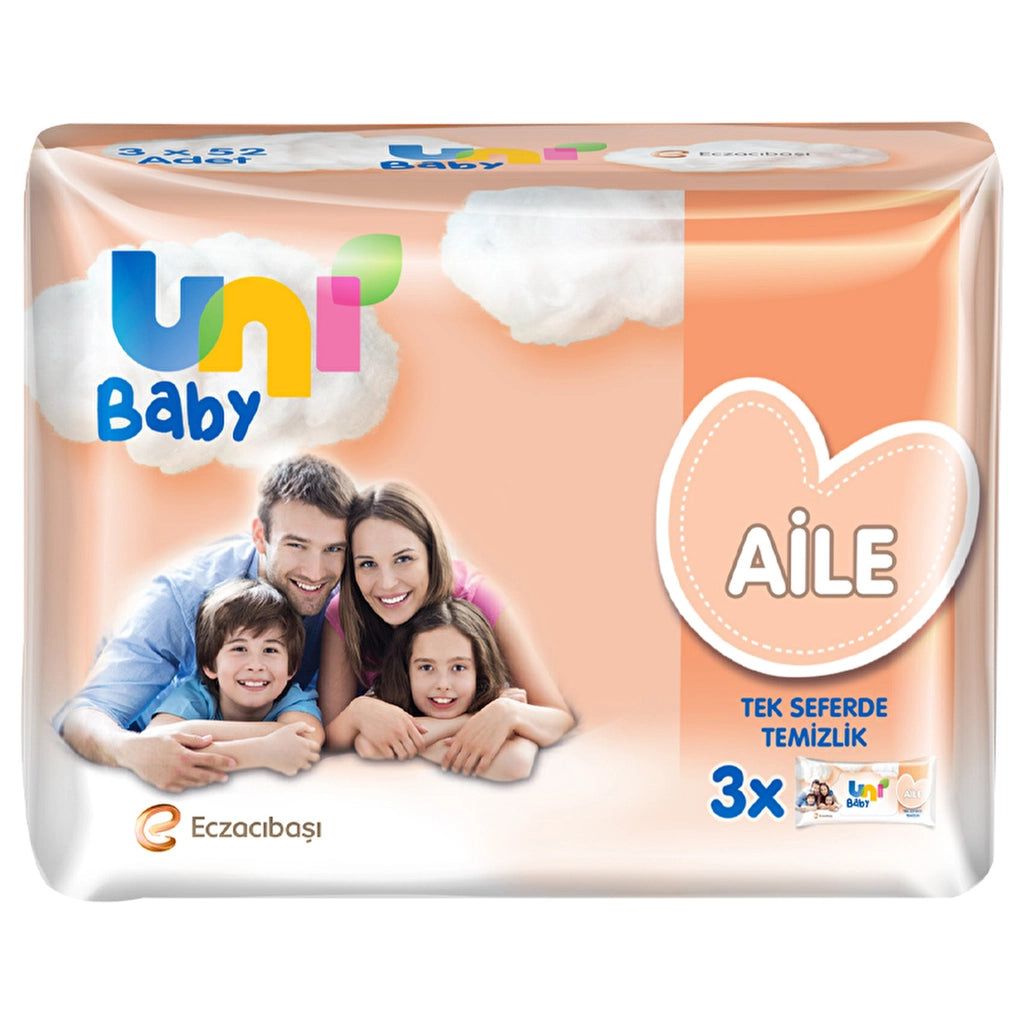 Uni Baby Family Wet Wipes 3 x 52 Pieces