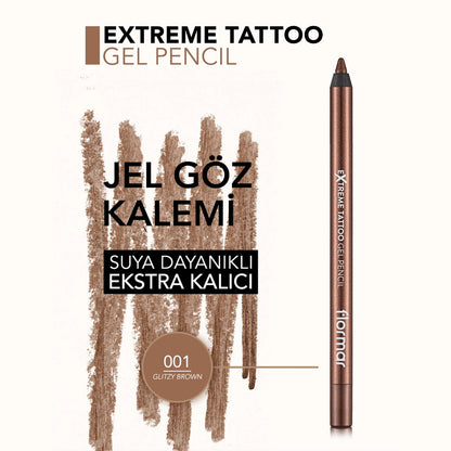 Flormar Extreme Tattoo Extra Permanent Shimmer Gel Eye Pencil 001 Glitzy Brown