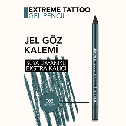 Flormar Extreme Tattoo Extra Permanent Matte Gel Eye Pencil 003 Deep Green