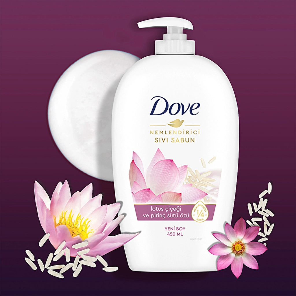 Dove Moisturizing Liquid Soap Lotus Flower and Rice Milk Essence 450 ml