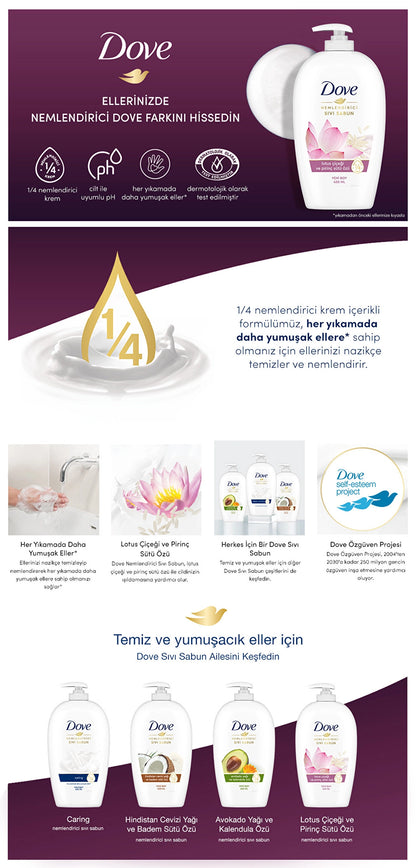 Dove Moisturizing Liquid Soap Lotus Flower and Rice Milk Essence 450 ml