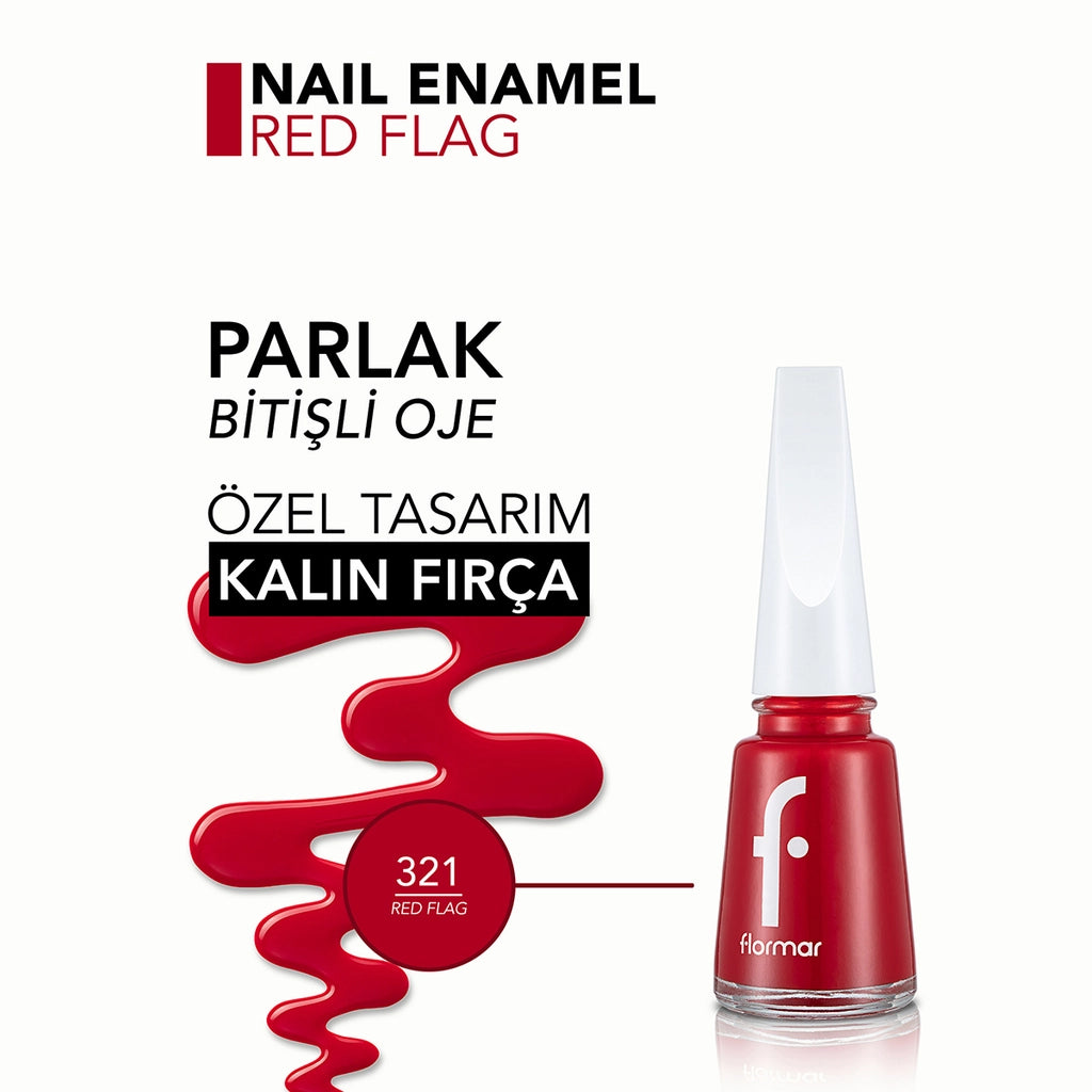 Flormar Nail Enamel Intensely Pigmented Nail Polish 321 Red Flag