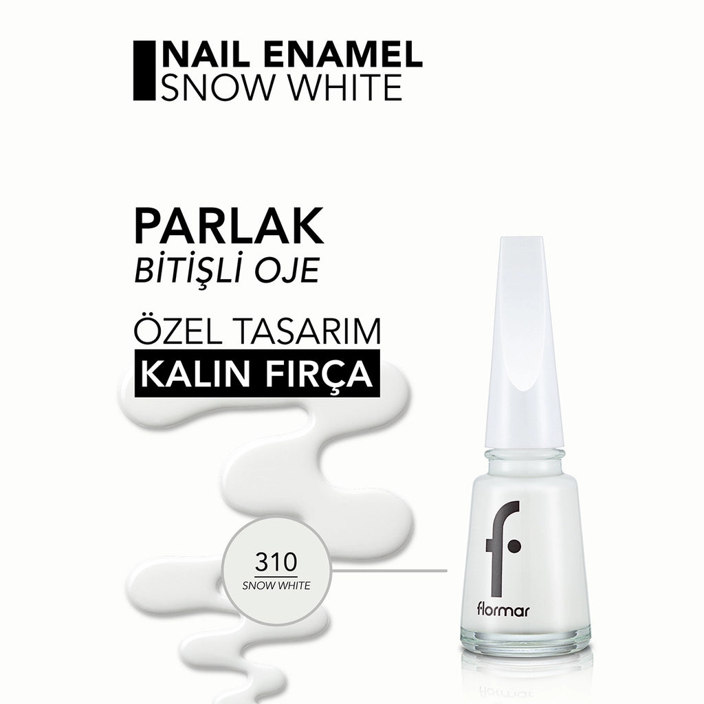 Flormar Nail Enamel Intensely Pigmented Nail Polish 310 Snow White