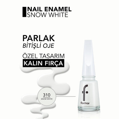 Flormar Nail Enamel Intensely Pigmented Nail Polish 310 Snow White