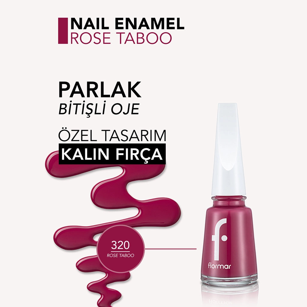 Flormar Nail Enamel Intensely Pigmented Nail Polish 320 Rose Taboo