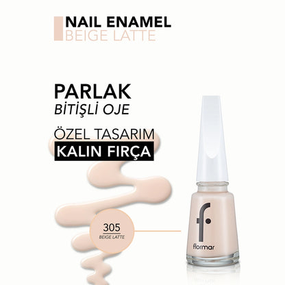 Flormar Nail Enamel Intensely Pigmented Nail Polish 305 Beige Latte