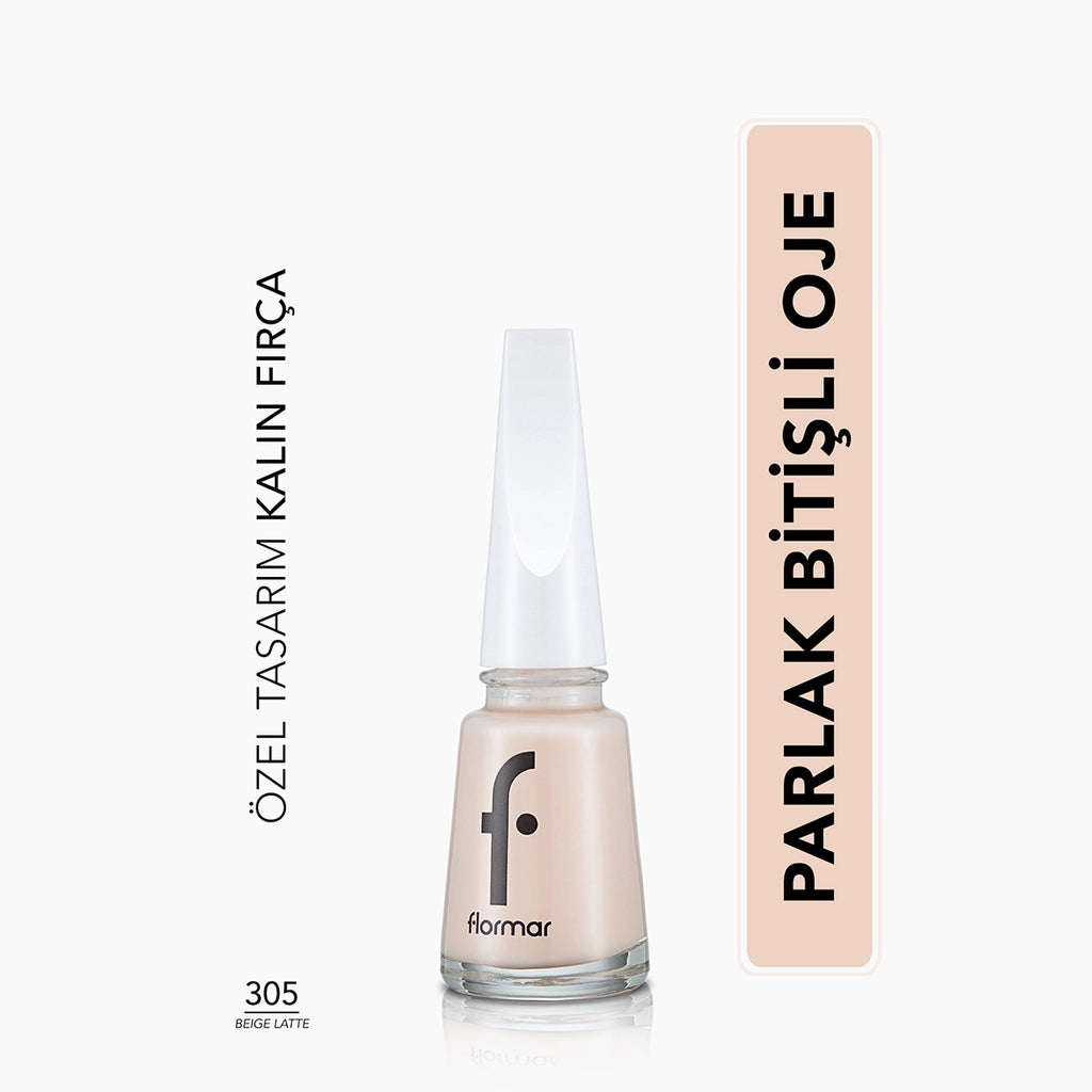 Flormar Nail Enamel Intensely Pigmented Nail Polish 305 Beige Latte