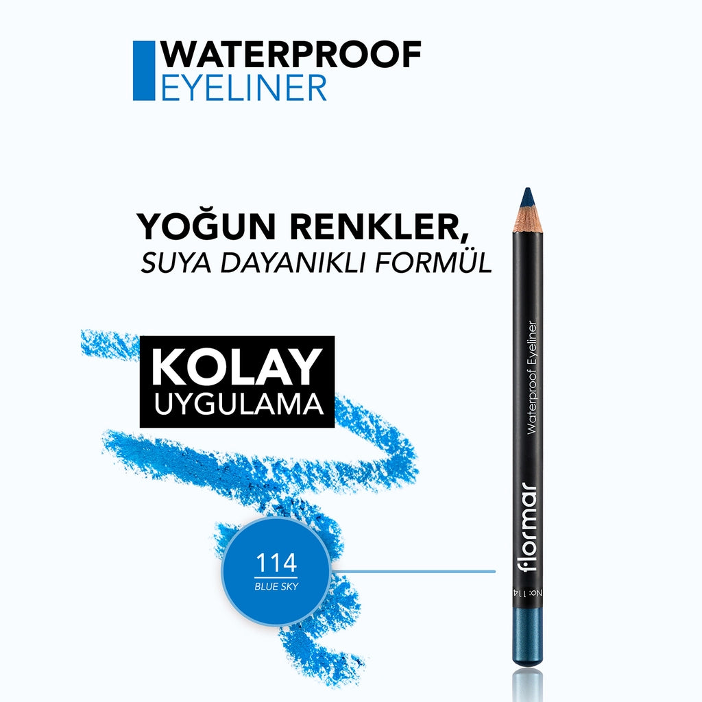 Flormar Waterproof and Intensely Pigmented Matte Eye Pencil 114 Blue Sky