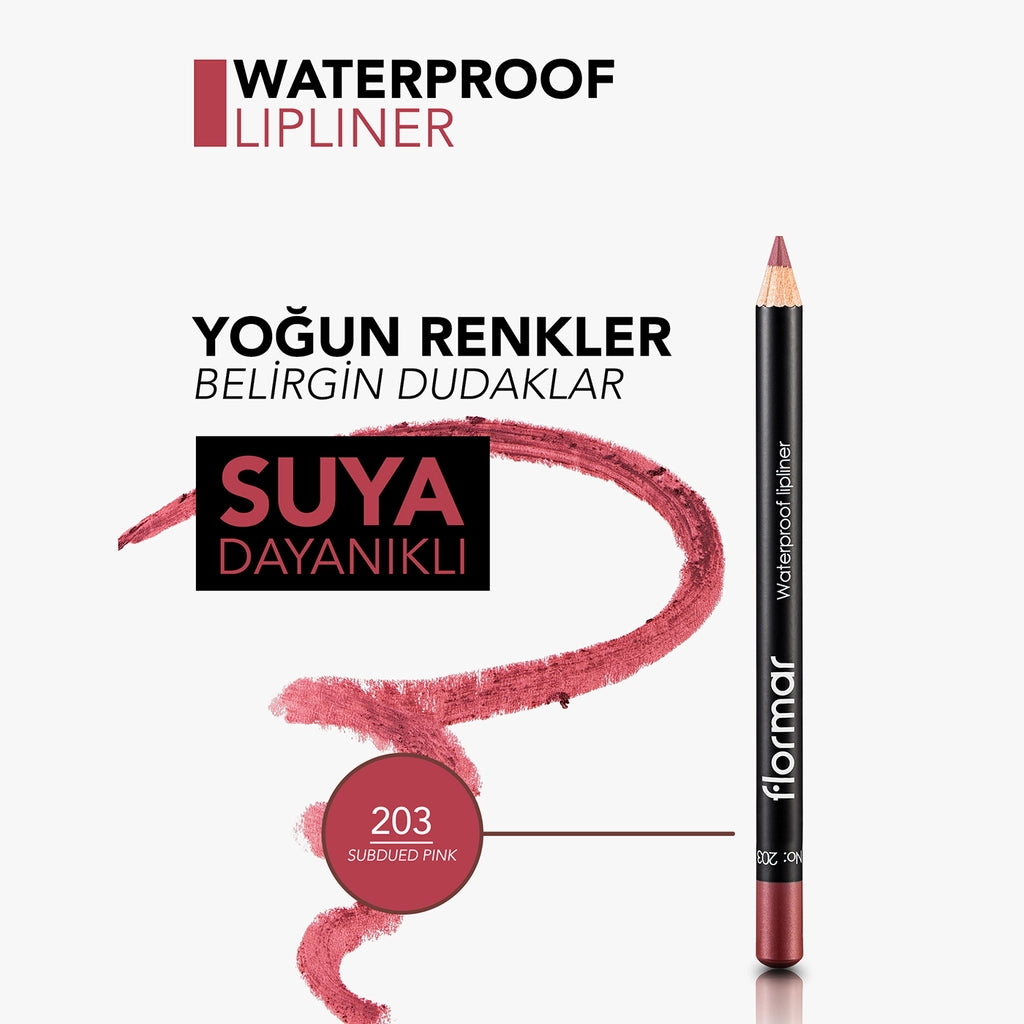 Flormar Waterproof and Intensely Pigmented Matte Lip Pencil 203 Subdued Pink