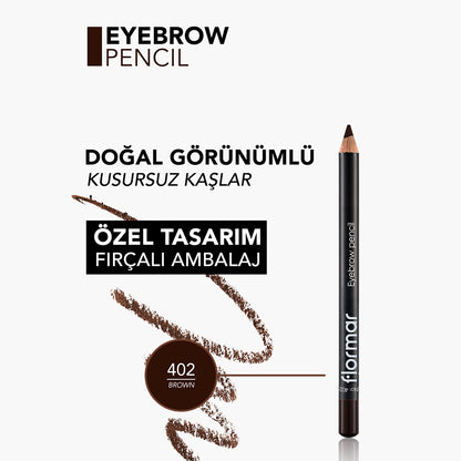 Flormar Eyebrow Pencil with Soft Tip and Diffusing Brush 402 Brown
