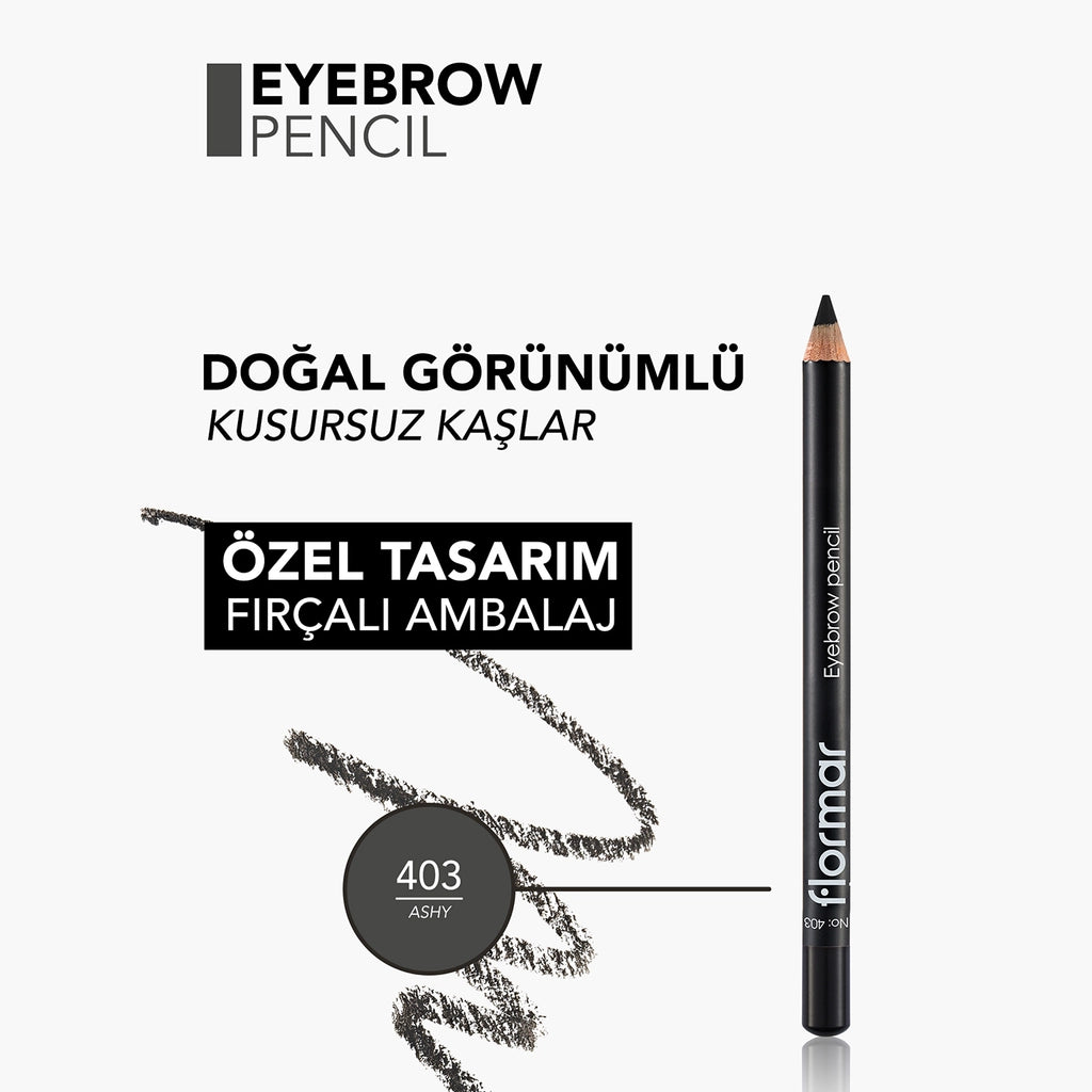 Flormar Eyebrow Pencil with Soft Tip and Diffusion Brush 403 Ashy