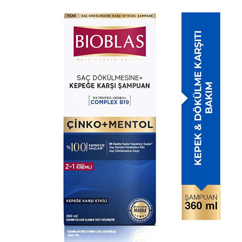 Bioblas Zinc + Menthol Anti-Hair Loss and Dandruff Shampoo 360 ml