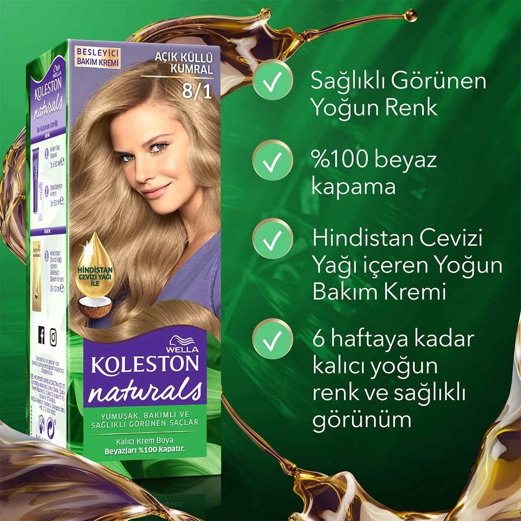 Wella Koleston Naturals Hair Dye 8/1 Light Ashy Auburn
