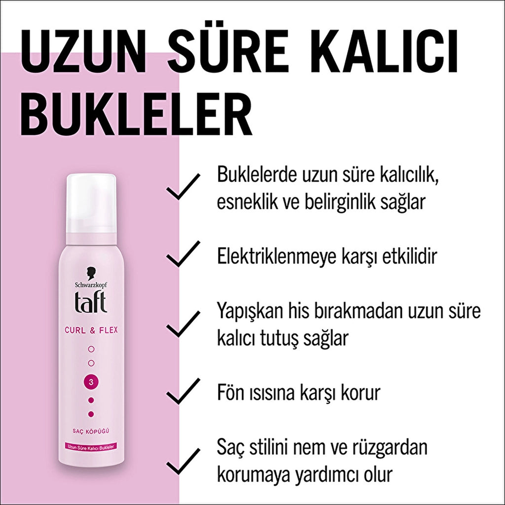 Taft Curl &amp; Flex Hair Mousse 150 ml