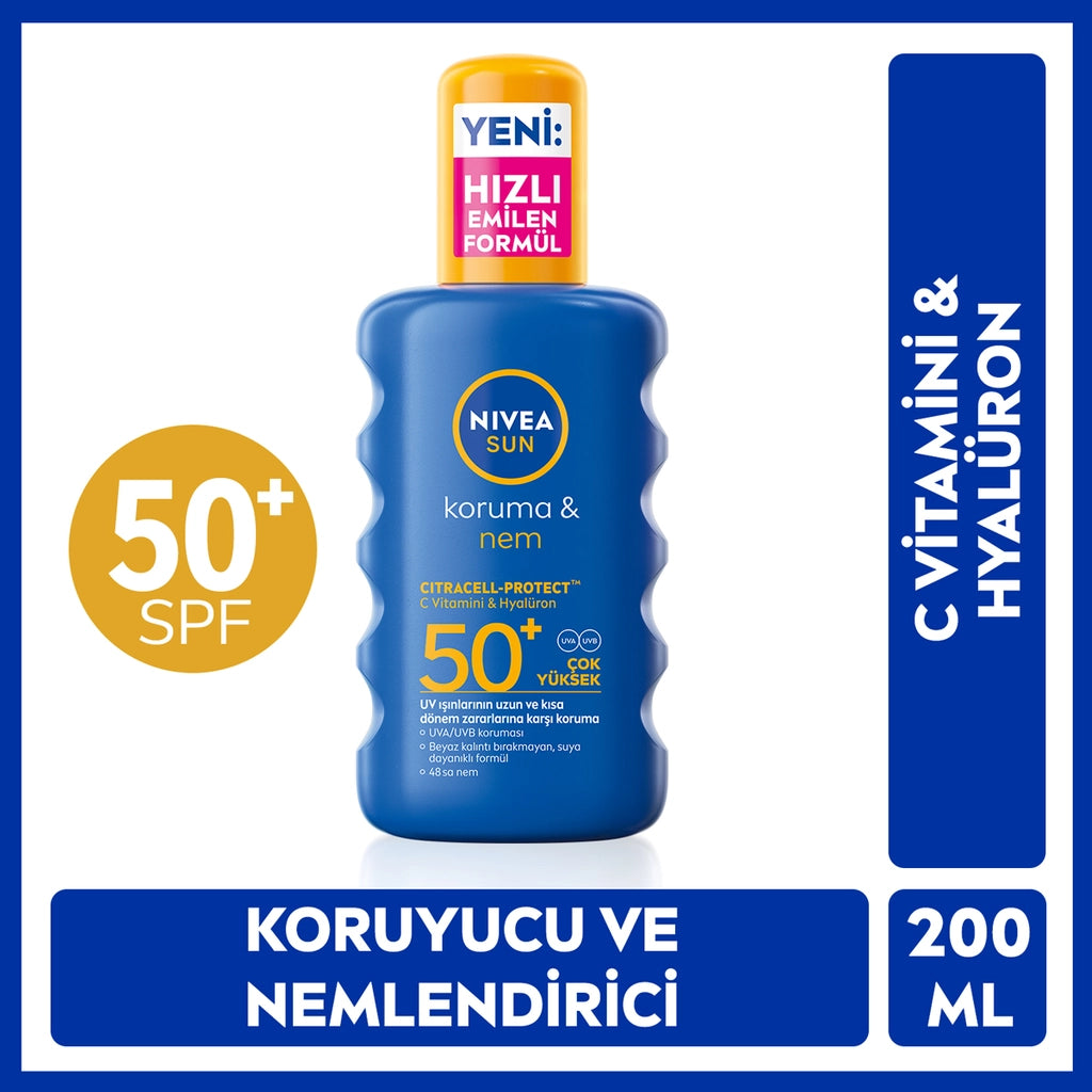 Nivea Sun SPF50 High Sun Protection and Moisturizing Body Spray 200 ml