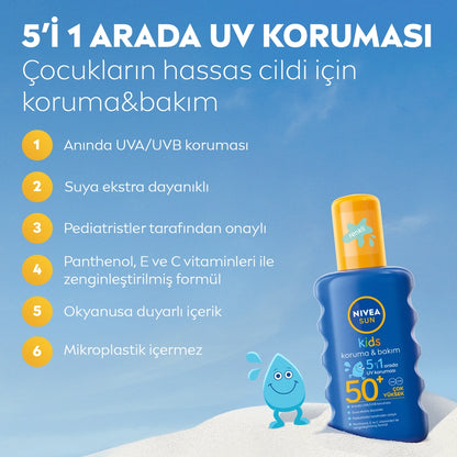 Nivea Sun SPF50+ Protection and Care High Sun Protection Spray for Children 200 ml
