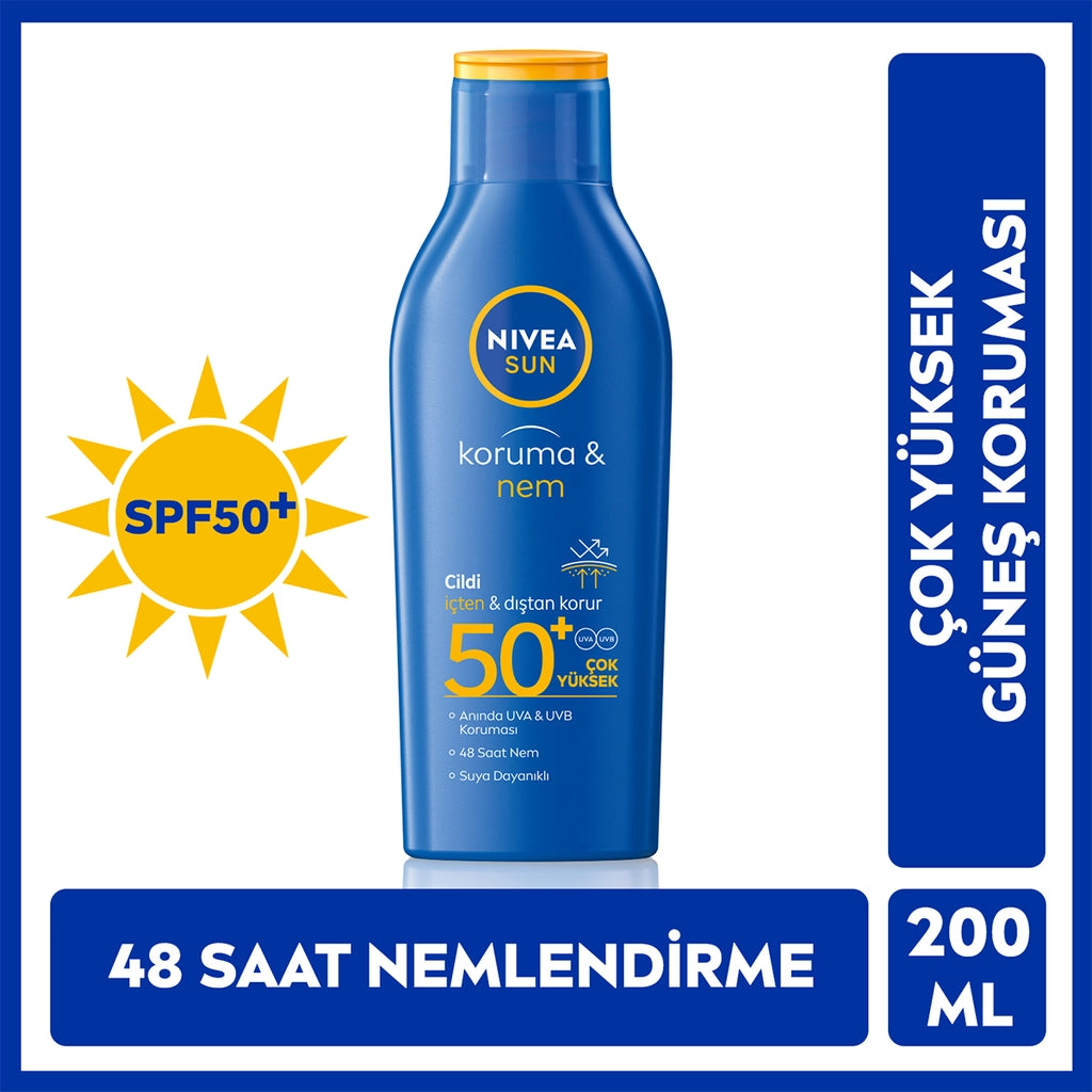 Nivea Sun SPF50+ Sunscreen and 48 Moisturizing Sun Lotion 200 ml