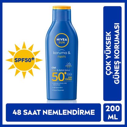 Nivea Sun SPF50+ Sunscreen and 48 Moisturizing Sun Lotion 200 ml