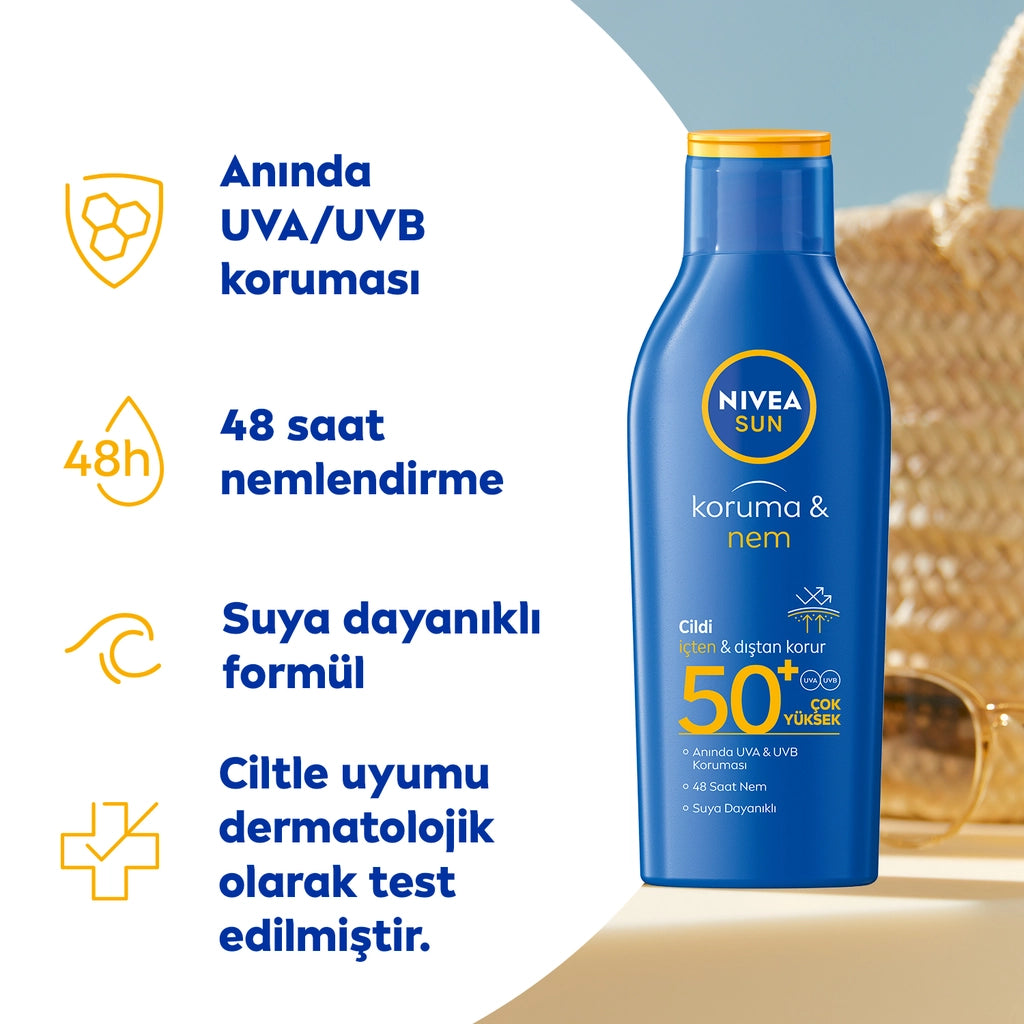 Nivea Sun SPF50+ Sunscreen and 48 Moisturizing Sun Lotion 200 ml