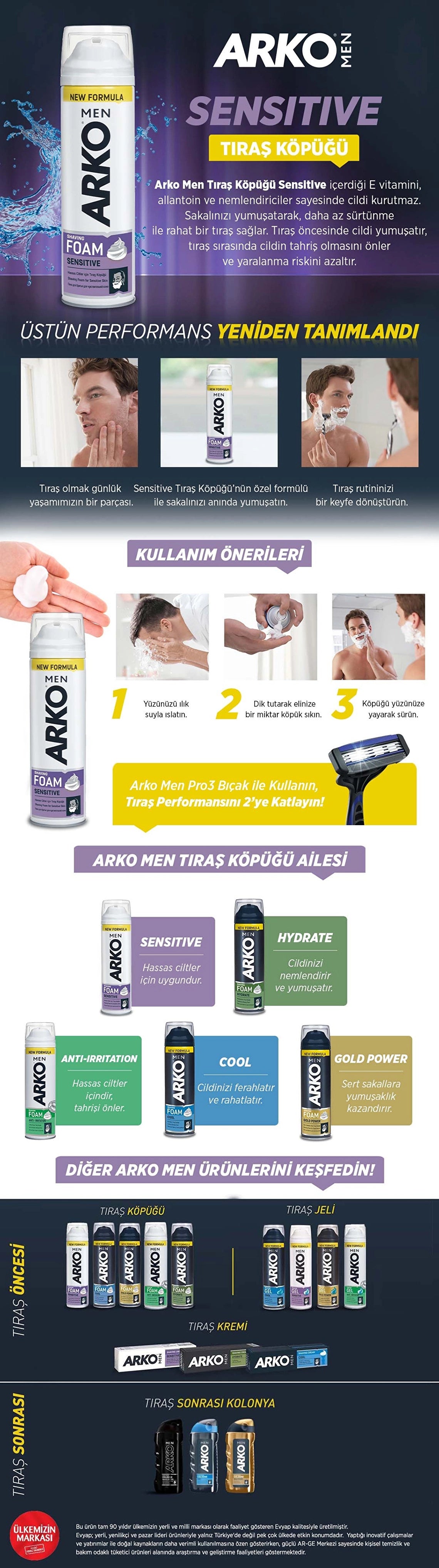 Arko Men Shaving Foam Sensitive 200 ml