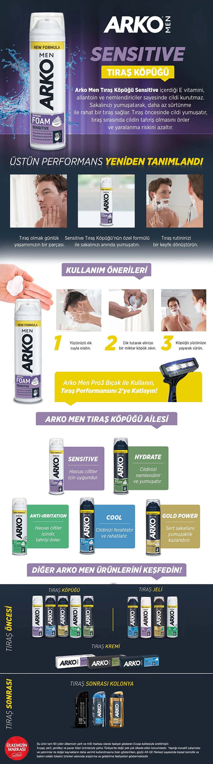 Arko Men Shaving Foam Sensitive 200 ml