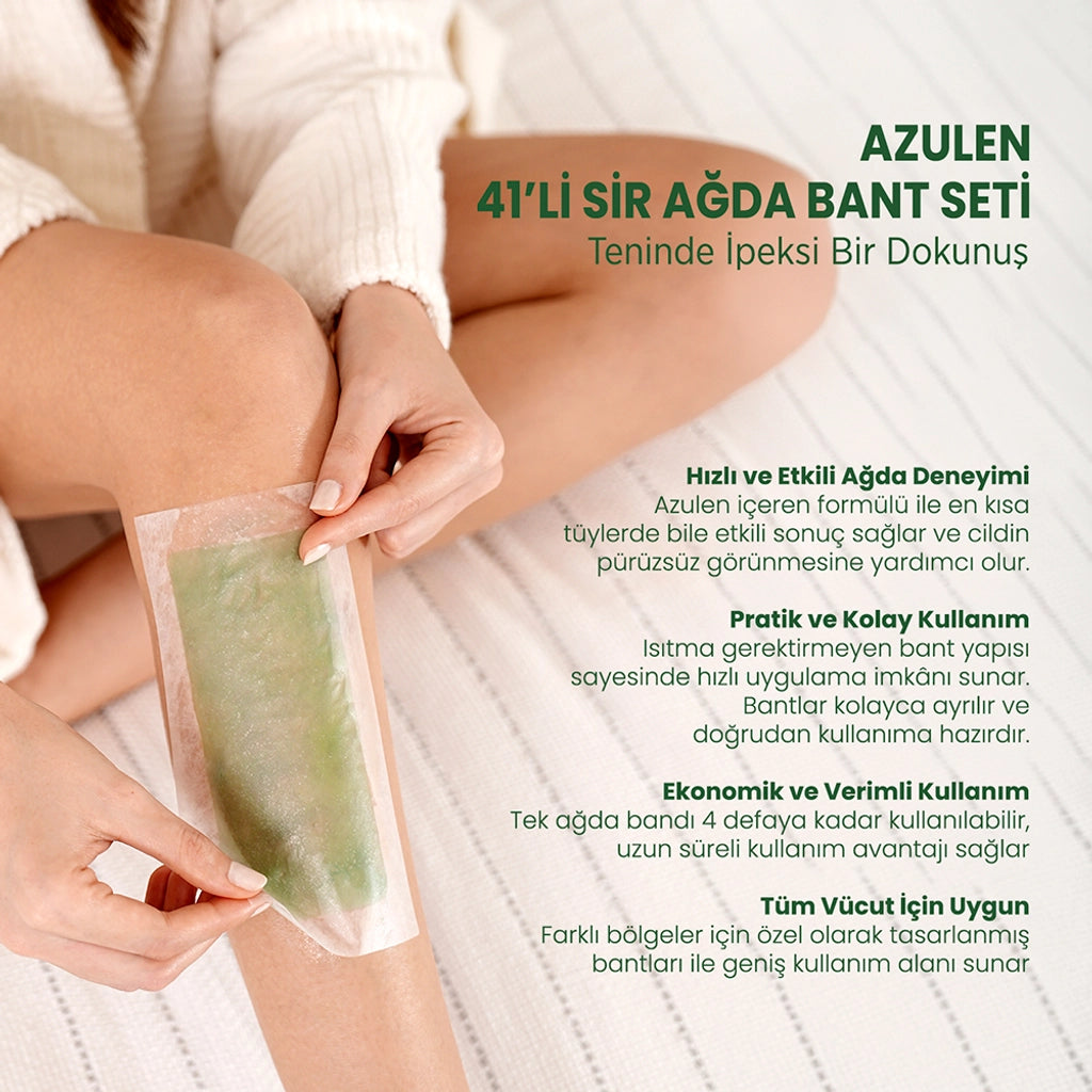 Vi-Vet Wax Strip Set Azulen 41 Pack (20 Body Tapes + 8 Face Tapes + 8 Armpit Tapes + 5 Cleansing Wipes)