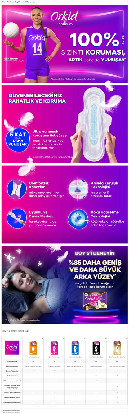 Orkid Platinum Winged Night (Size 3) 6 Pieces Sanitary Pads