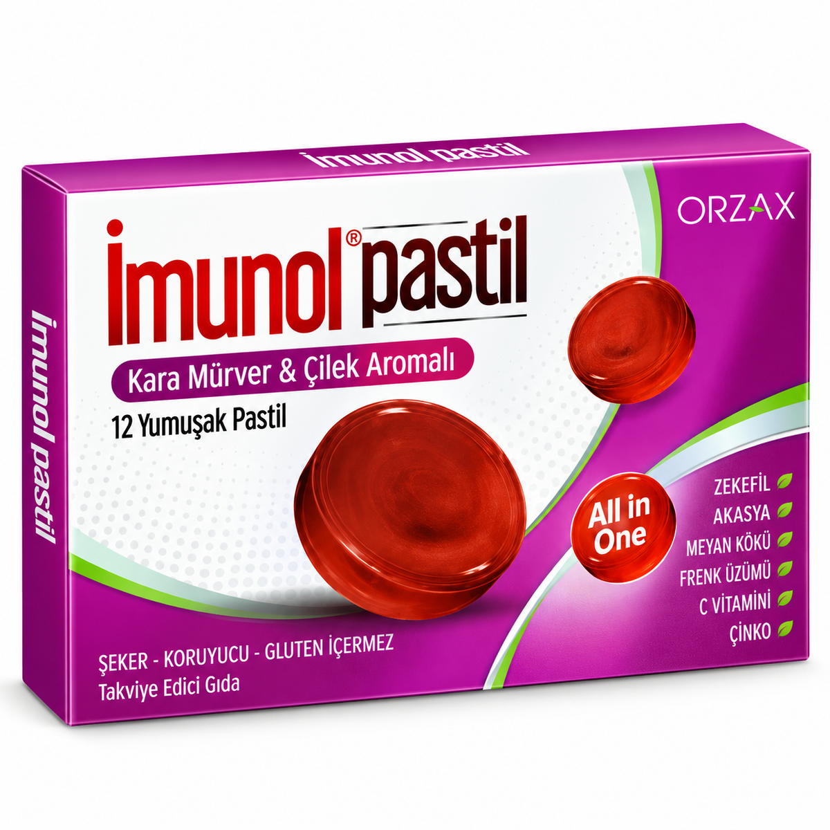 Orzax Imunol Elderberry Strawberry 12 Lozenges