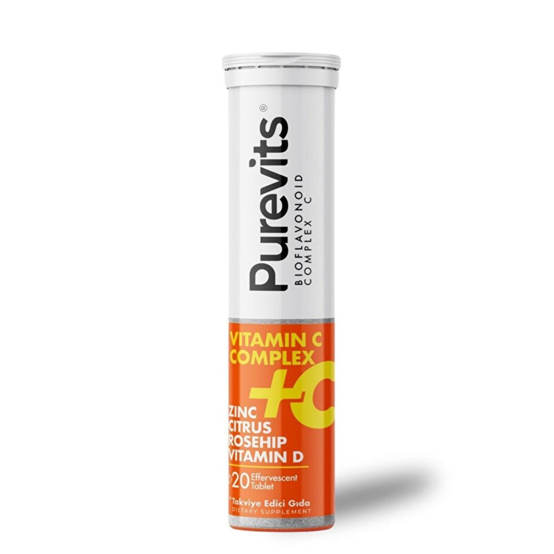 Purevits Vitamin C, Zn, Citrus &amp; Rosehip Effervescent Complex 20 Tablets